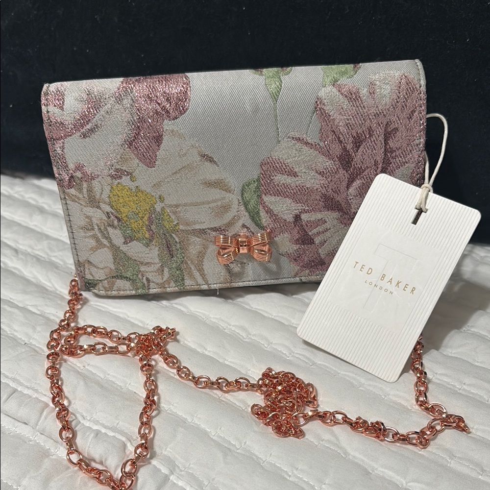 Ted Baker Floral Clutch - Pink and Gold